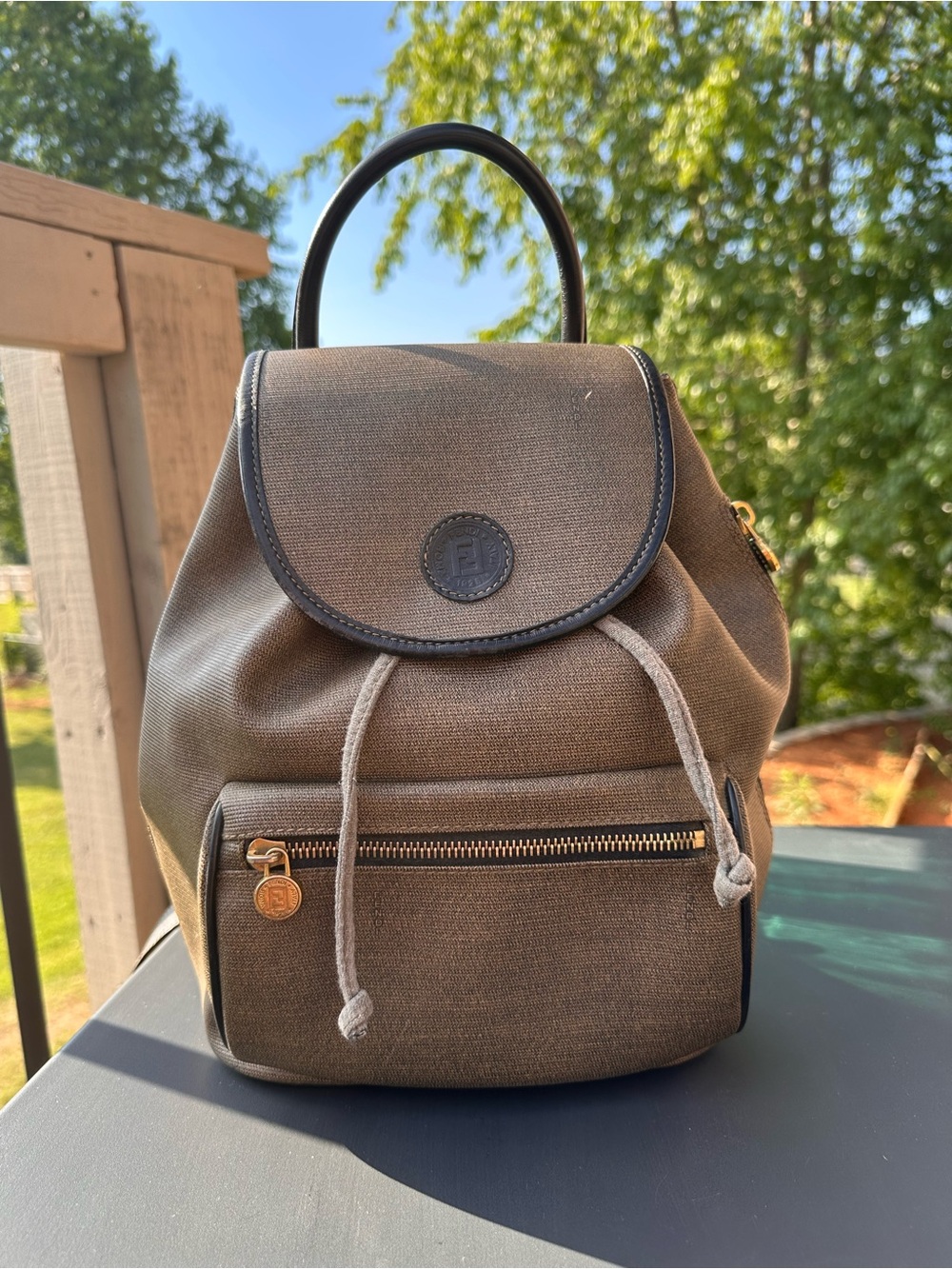 Fendi Zucchio Mini Monogram Backpack Coated Canvas